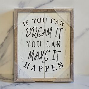 NWT - Inspirational Quote Wall Art in Black & White Dream & Make It Happen